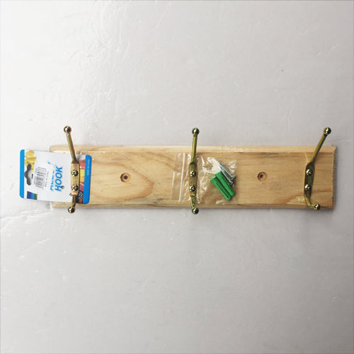 [CNJ] 340383 WOODEN HANGER W /3PC HOOKS