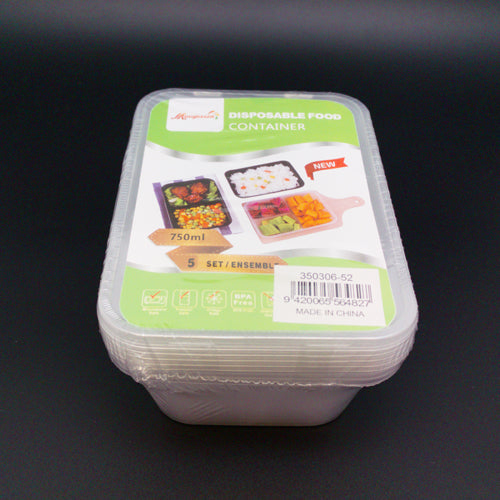 [CNJ] 350306-52 DISPOSABLE FOOD SQUARE CONTAINER 750ML 5PC