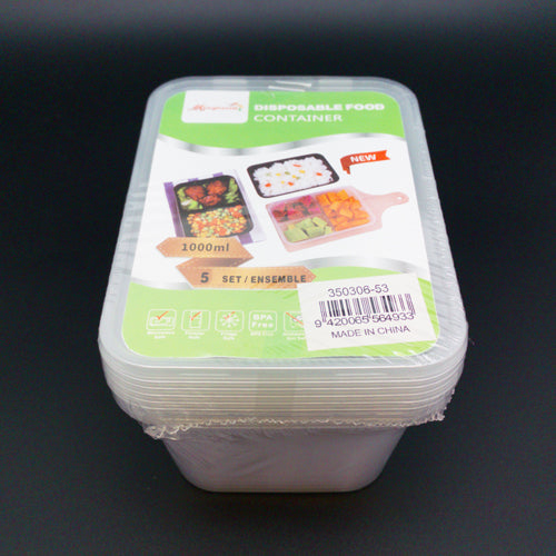 [CNJ] 350306-53 DISPOSABLE FOOD SQUARE CONTAINER 1000ML 5PC