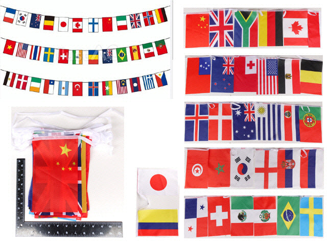 [B&C] 37IA018 FLAGS BANNER OF 32 NATIONS 14X21CM & 10M