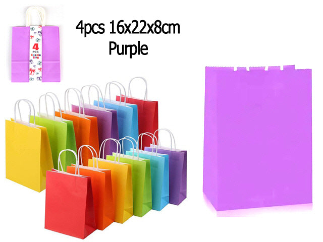 [B&C] 38JJ007 PAPER GIFT BAG 4PCS 16X22X8cm PURPLE
