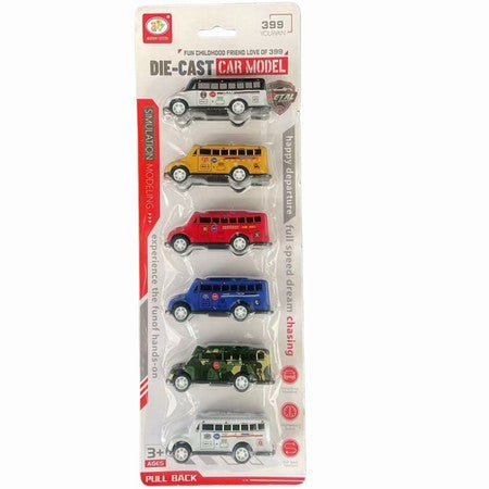 [CIL] 53386 6PCS PULL-BACK TOY BUSES (3*7*2.2CM)