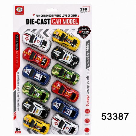 [CIL] 53387 12PCS PULL-BACK POLICE TOY CARS (3*7*2.2CM)