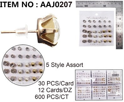 EARRING SET/CUBIC PEARL 30PC