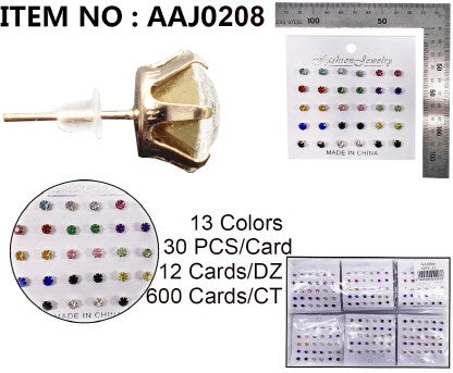EARRING SET/COCLOR CUBIC 30PC
