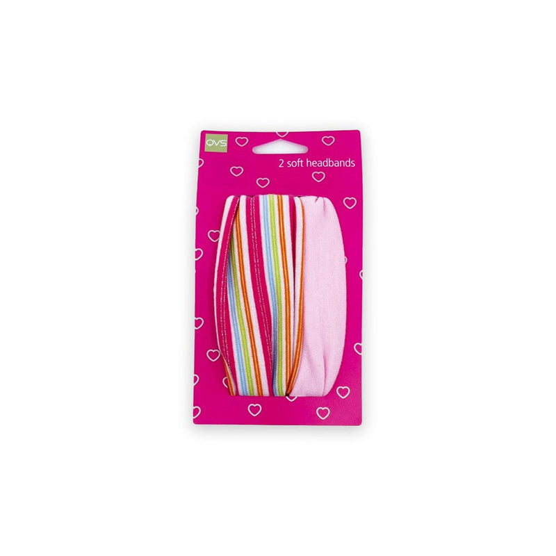 10-3187 QVS COLOUR STRIPE & PINK SOFT HEADBANDS (2)