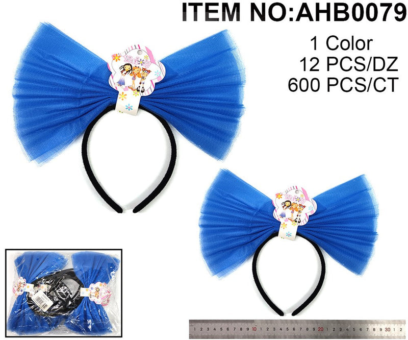 LACE BOW RIBBON HEADBAND BLUE