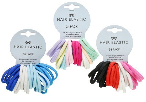 [UBL] AH0080 HAIR ELASTIC FLAT 24PK 3ASST