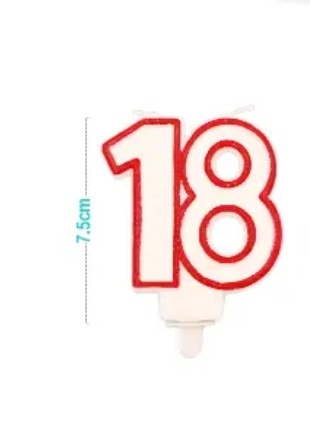 [MOT] EA0039 CANDLE NUMBER 18 RED/WHITE 9CM