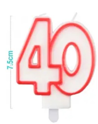 [MOT] EA0041 CANDLE NUMBER 40 RED/WHITE 9CM