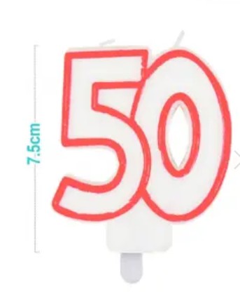 [MOT] EA0042 CANDLE NUMBER 50 RED/WHITE 9CM