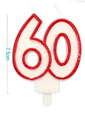 [MOT] EA0043 CANDLE NUMBER 60 RED/WHITE 9CM