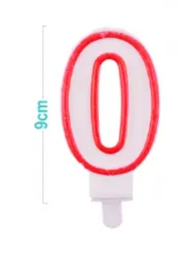 [MOT] EB0052 CANDLE NUMBER 0 RED/WHITE 9CM