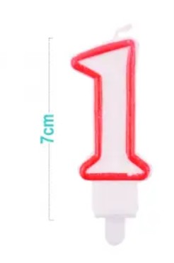 [MOT] EB0053 CANDLE NUMBER 1 RED/WHITE 9CM