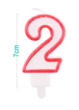 [MOT] EB0054 CANDLE NUMBER 2 RED/WHITE 9CM
