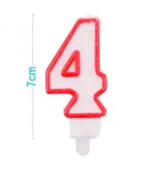 [MOT] EB0056 CANDLE NUMBER 4 RED/WHITE 9CM