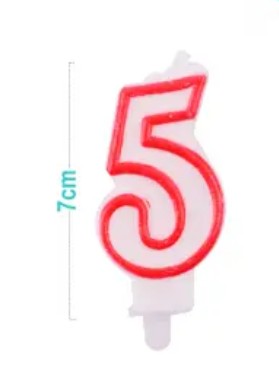 [MOT] EB0057 CANDLE NUMBER 5 RED/WHITE 9CM