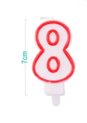 [MOT] EB0060 CANDLE NUMBER 8 RED/WHITE 9CM