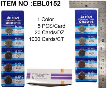 BUTTON BATTERY CR2016 5PC
