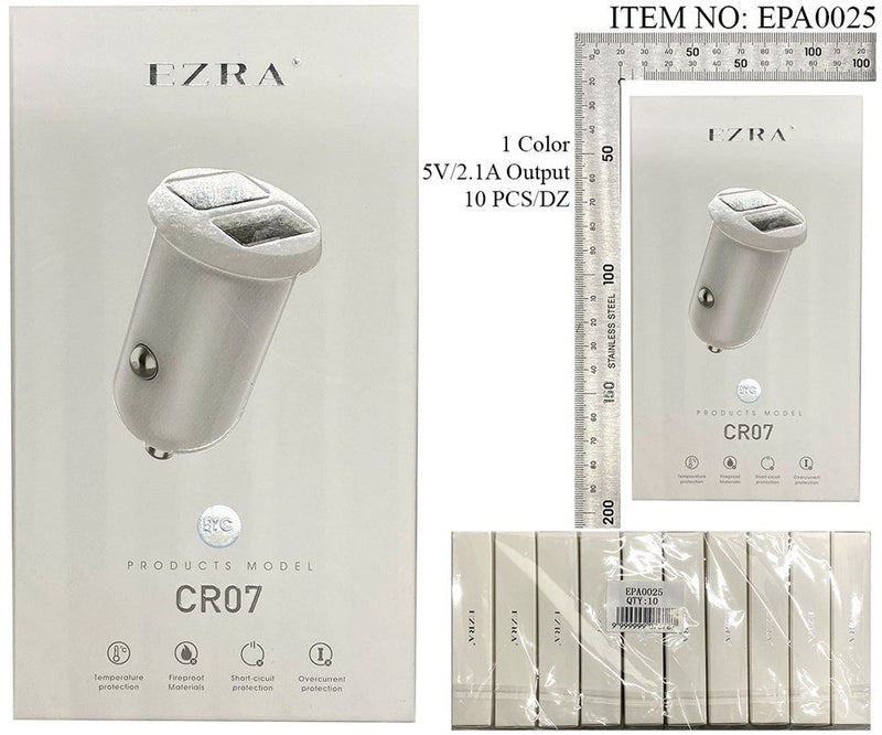EZRA DUAL USB CAR CHARGER 2.1A