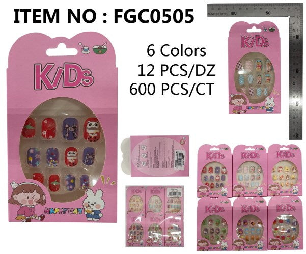 ARTIFICIAL NAIL 12PCS W STICKER KIDS B