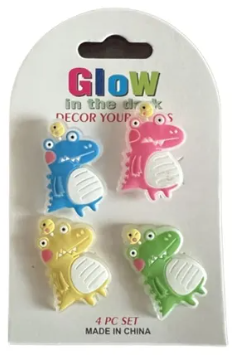 [APO] 04972 4PCS GLOW IN DARK CHARMS-DINOSAURS COLLECTION