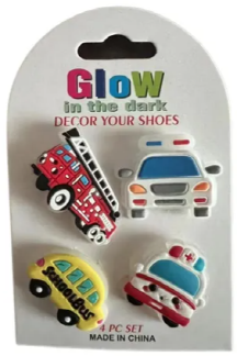 [APO] 04975 4PCS GLOW IN DARK CHARMS-VEHICLE COLLECTION
