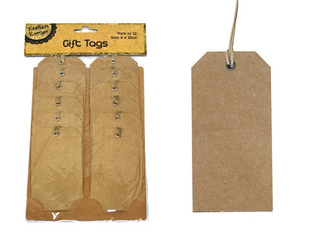 [JEM] CRAFT 209842 GIFT TAGS NATURAL PK 12 (GAB0022)