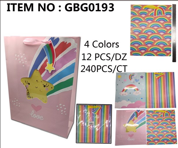 GIFT BAG RAINBOW L 4ASST