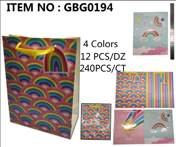 GIFT BAG RAINBOW M 4ASST