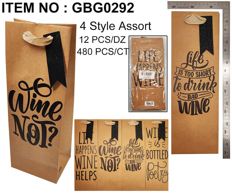 GIFT WINE BAG KRAFT MESSAGES