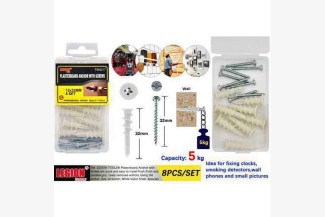 [SKY] TW4217 W/SCREWS PLASTERBOARD ANCHOR 12X32MM 8PCS/SET