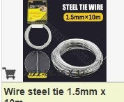 [SKY] T495-10 WIRE STEEL TIE 1.5MM X 10M