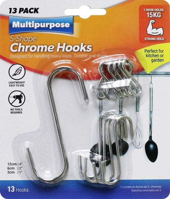 [UBL] HY0113 HOOKS S-SHAPE CHROME 13PC SET