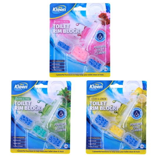 [SAS] 266333 Toilet Rim Clip On Freshener 3 section - 3 Scents Assorted Ocean & Rose, Ocean & Lemon, Ocean & Pine