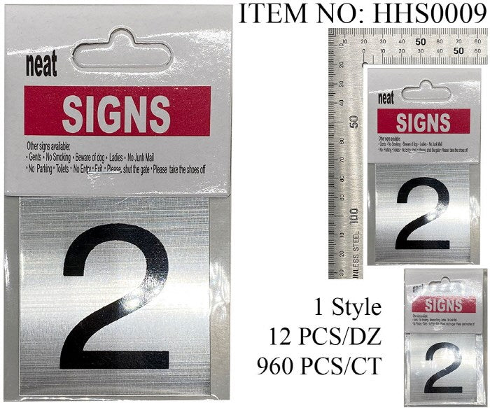 SIGN PLATE NUMBER 2 5X5CM