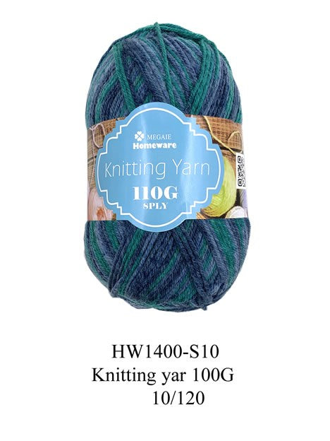 [MEGA] HW1400-S10 KNITTING YARN 100G - MIX GREEN/BLUE