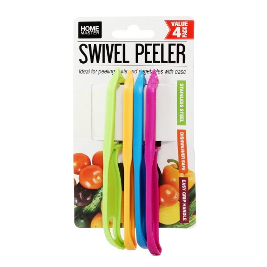 [SAS] 203888 Tools & Gadgets Peeler Swivel Fruit and Vegatables 4pk Assorted Colours