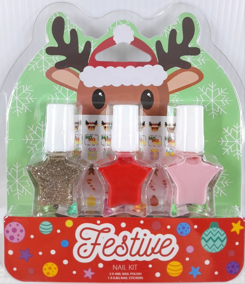 9313880580434 FESTIVE REINDEER NAIL POLISH 3PK