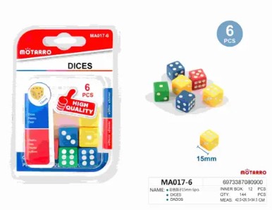 [MOT] MA017-6 6PCS 15MM DICES COLORFUL