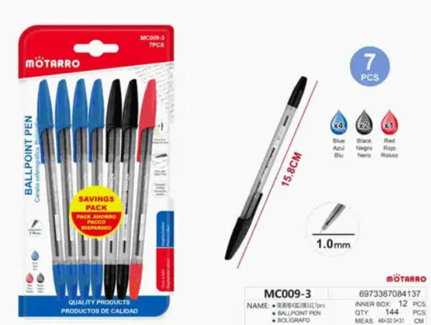 [MOT] MC009-3 7PCS BALLPOINT(4BLUE+2BLACK+1RED)