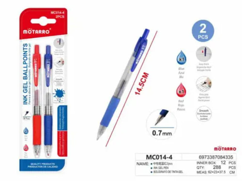 [MOT] MC014-4 2PCS INK GEL BALLPOINTS (BLUE+RED)