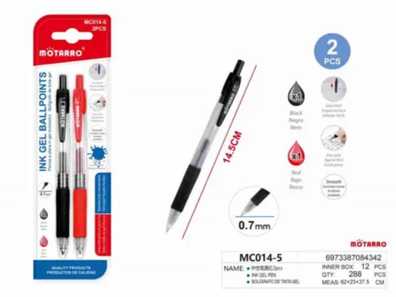 [MOT] MC014-5 2PCS INK GEL BALLPOINTS (BLACK+RED)
