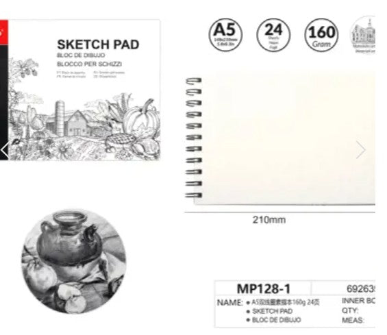 [MOT] MP128-1 A5 SKETCH PAD/24 SHEETS/160GSM