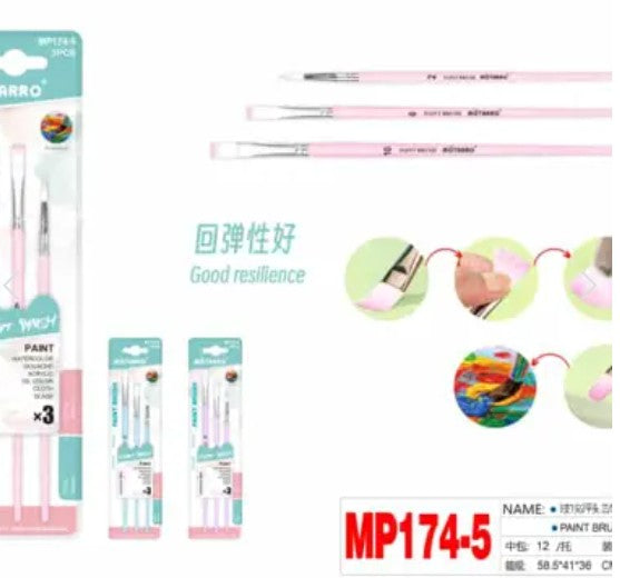 [MOT] MP174-5 PAINT BRUSH/3PCS/1POINTED+2FLAT