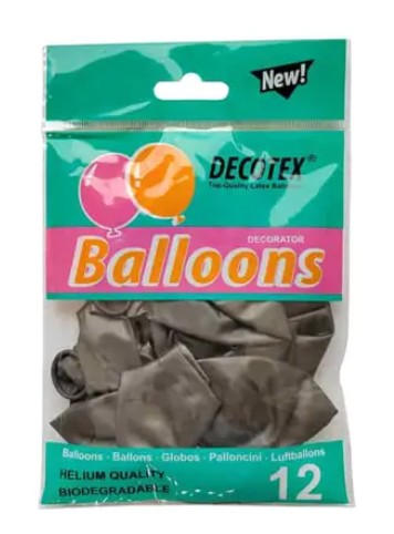 [MOT] PARTY4423 BALLOON 12PCS METALLIC BLACK