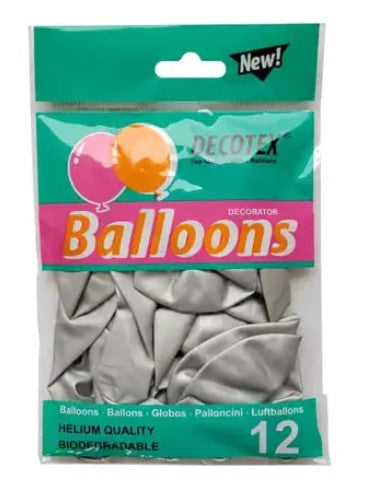[MOT] PARTY4424 BALLOON 12PCS METALLIC SILVER