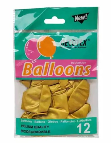 [MOT] PARTY4425 BALLOON 12PCS METALLIC GOLD