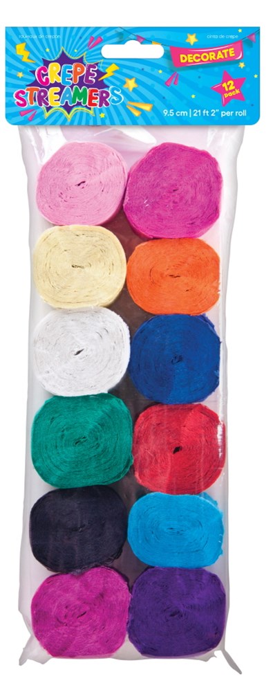 [UBL] SC0032 CREPE STREAMERS SOLID COL 12PK
