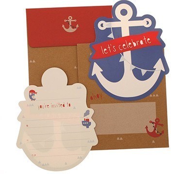 INVITATIONS ANCHORS AWAY 20PCS